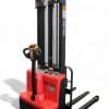 Triton straddle stacker rear side view red