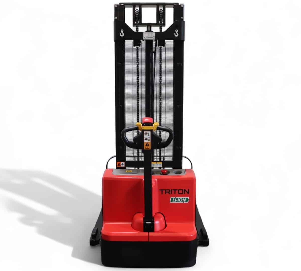 Triton straddle stacker rear view red
